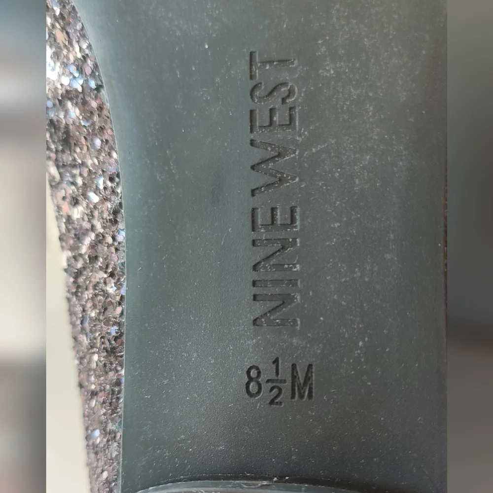 Nine West Women's Black/Eggplant/Purple Ombre Glitter Flats Size 8.5